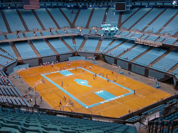 Overview of UNC Court at Dean Smith Center.