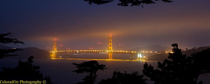 Golden Gate at night - slow shutter with combined exposures here.