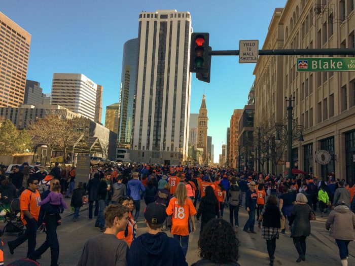 Felt like the whole city walking to the Broncos Superbowl parade. Middle of the day on a Tuesday